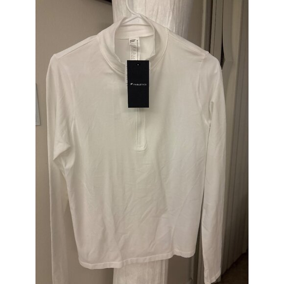 Fabletics Womens Medium White Half-Zip Pullover Long Sleeve Top Athletic - Picture 2 of 14